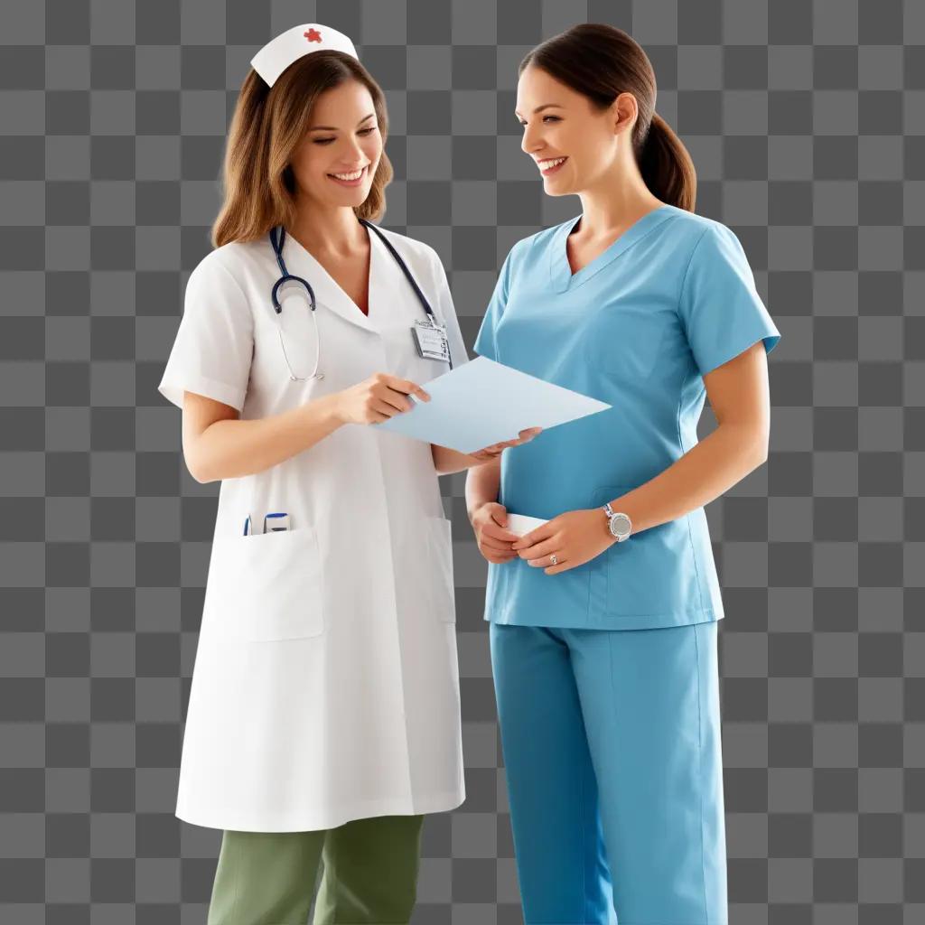 Two nurses in white and blue converse