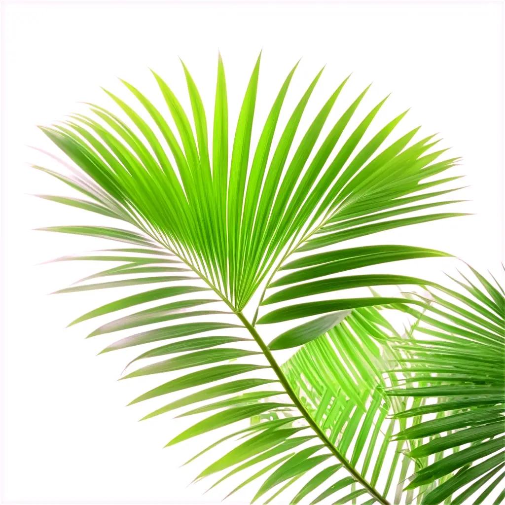 Two palm leaves on a white background