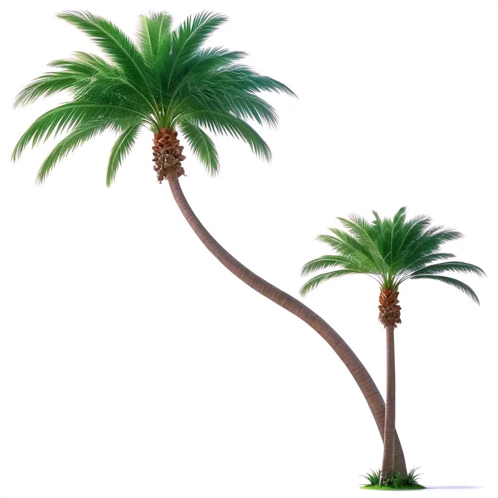 Two palm trees grow in the same spot