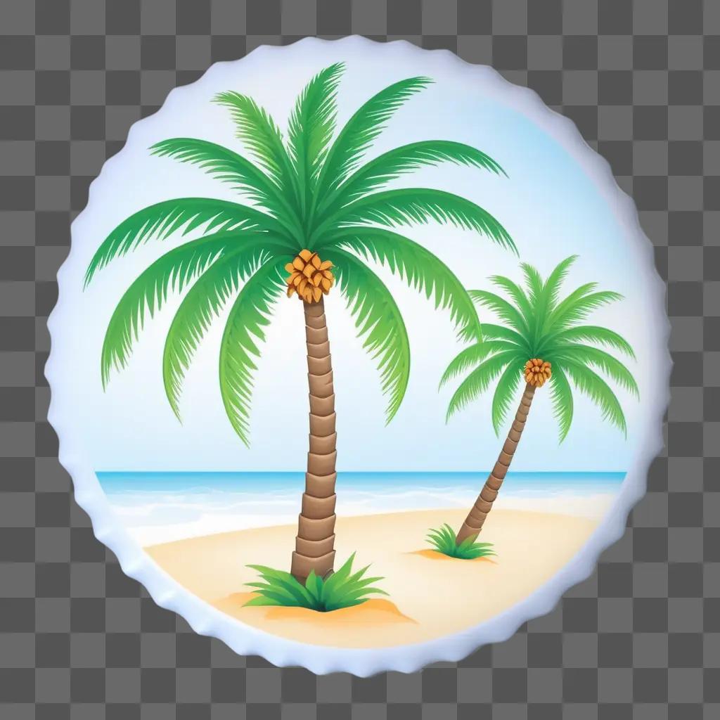 Two palm trees on a beach with no palm trees