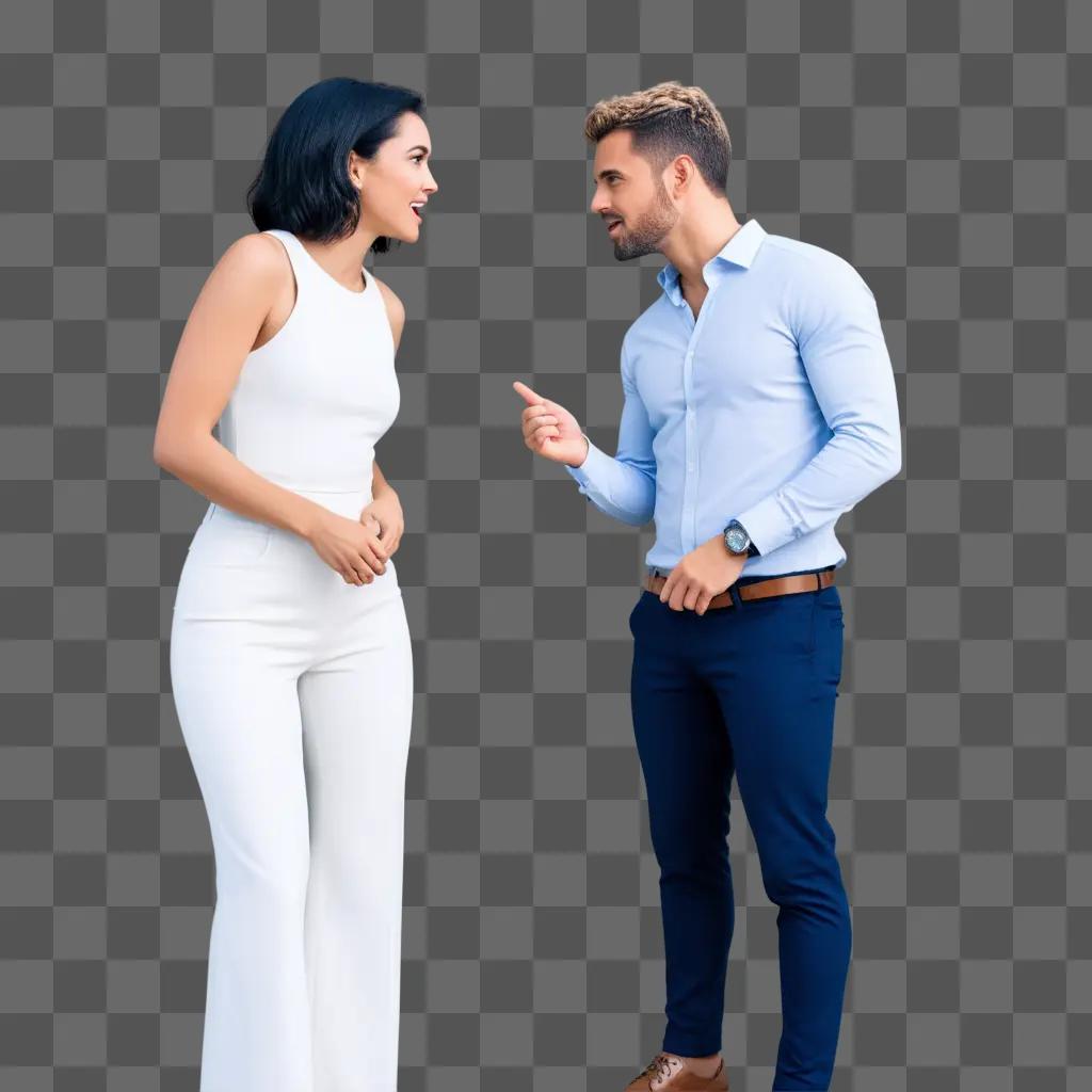 Two people engaged in a lively discussion