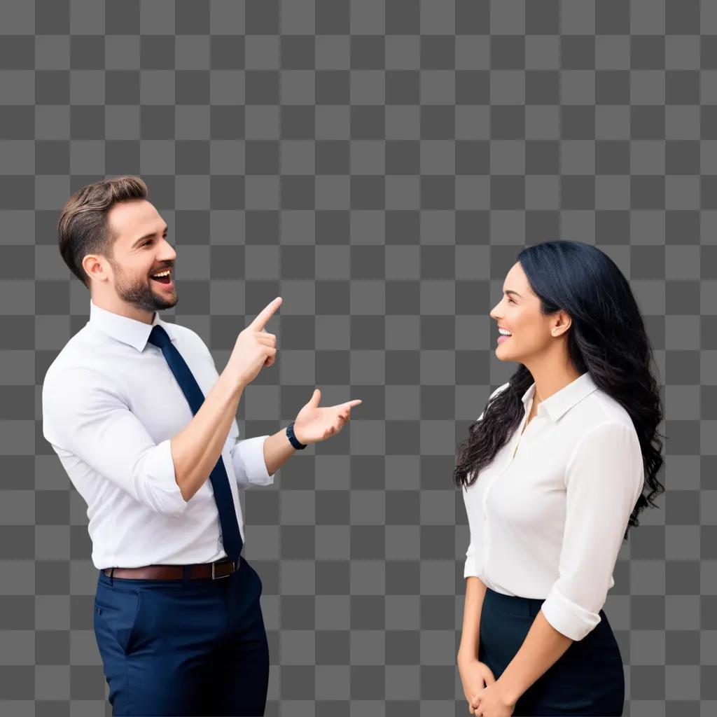 Two people having a discussion in a blurry photo