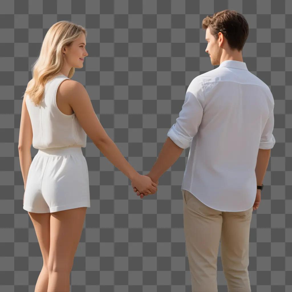 Two people holding hands on a wall