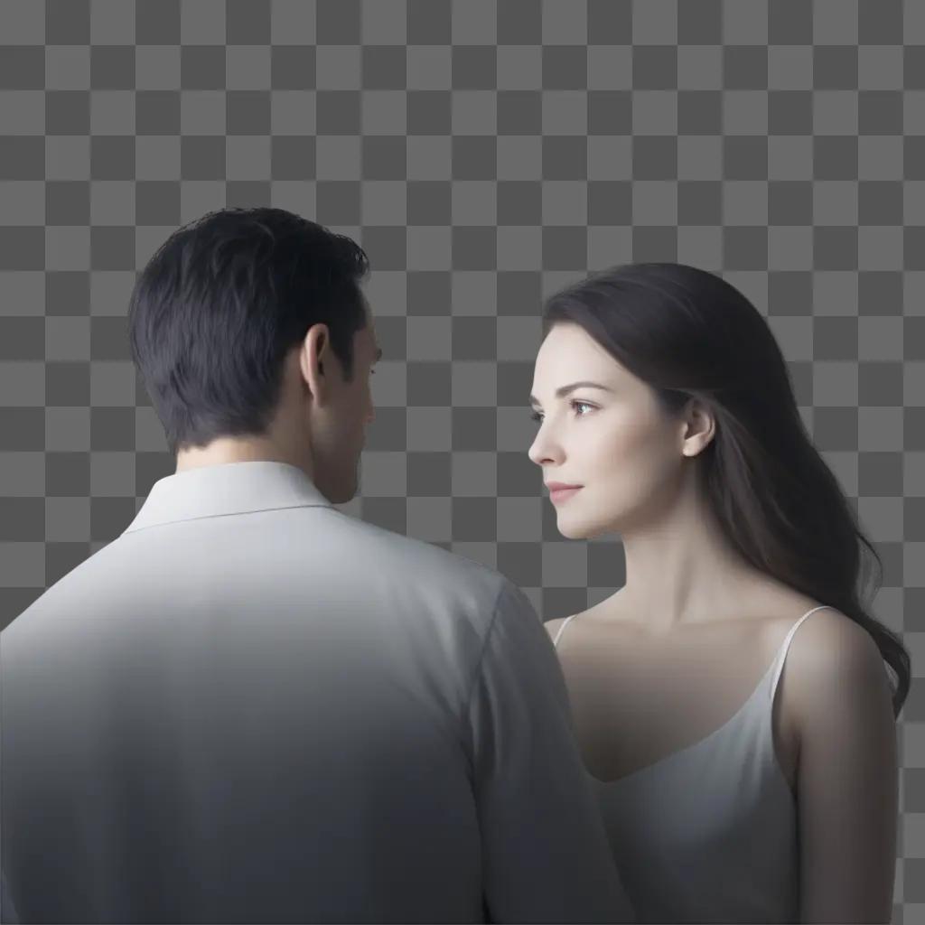 Two people standing and looking at each other