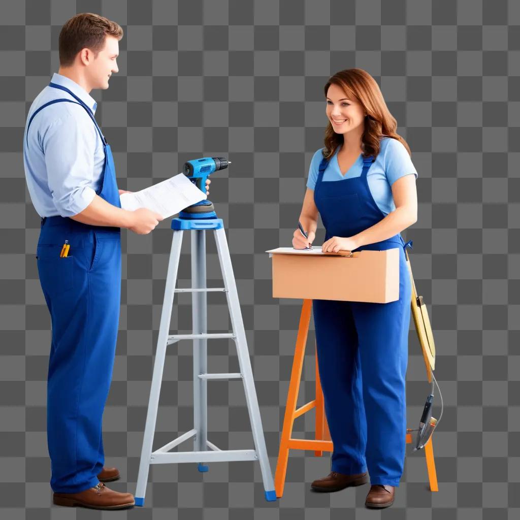 Two people work on a construction site