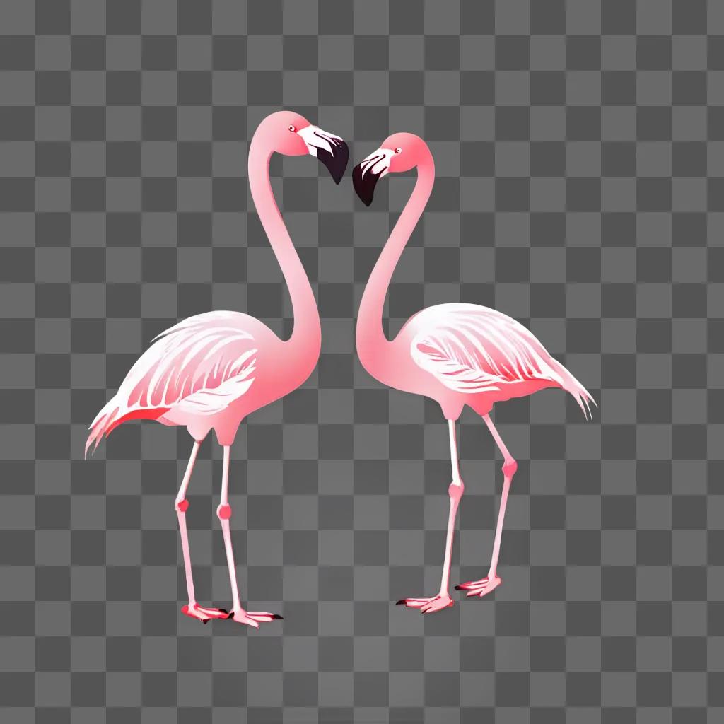 Two pink flamingos make a heart shape