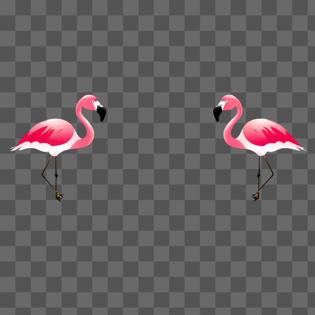 Two pink flamingos standing side by side