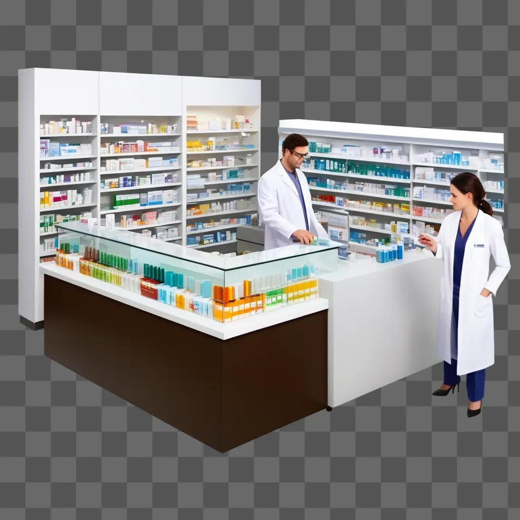 Two professionals in a pharmacy shop