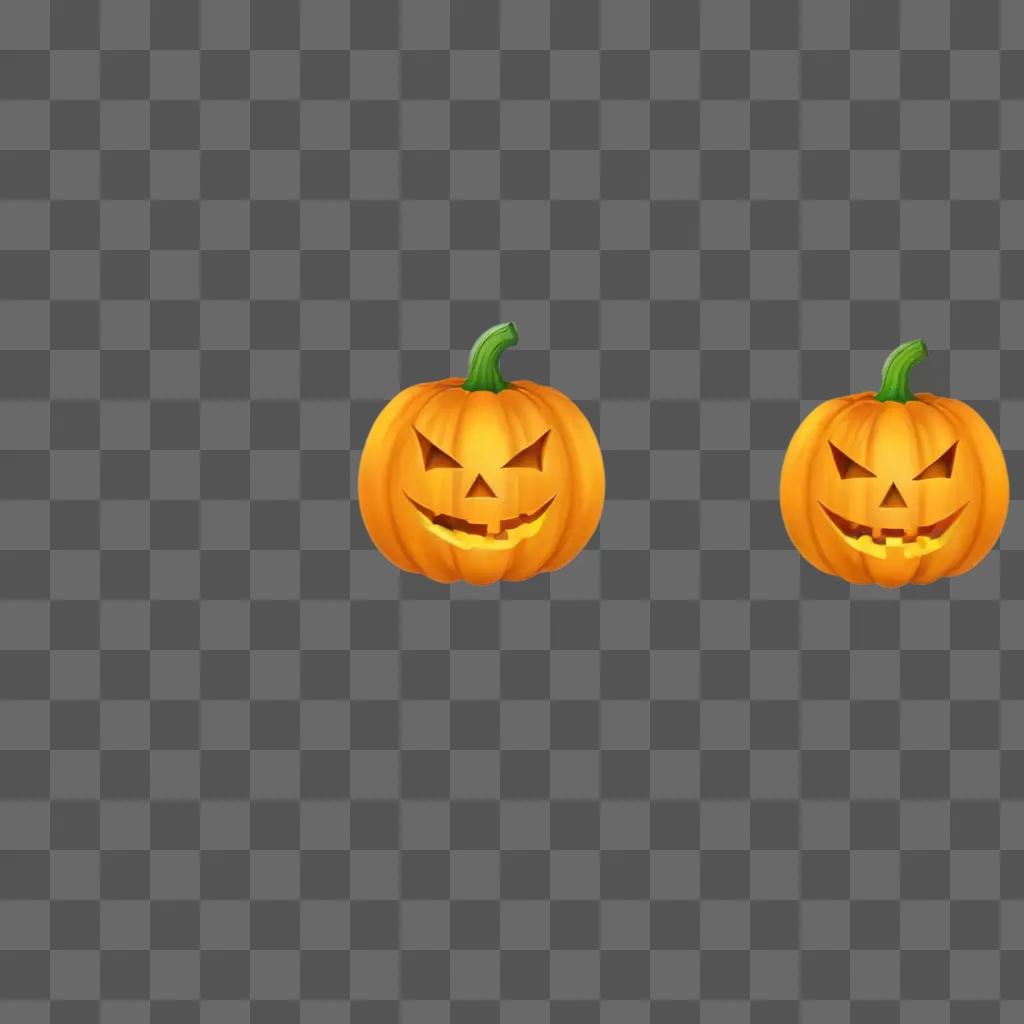 Two pumpkin emojis on a yellow background
