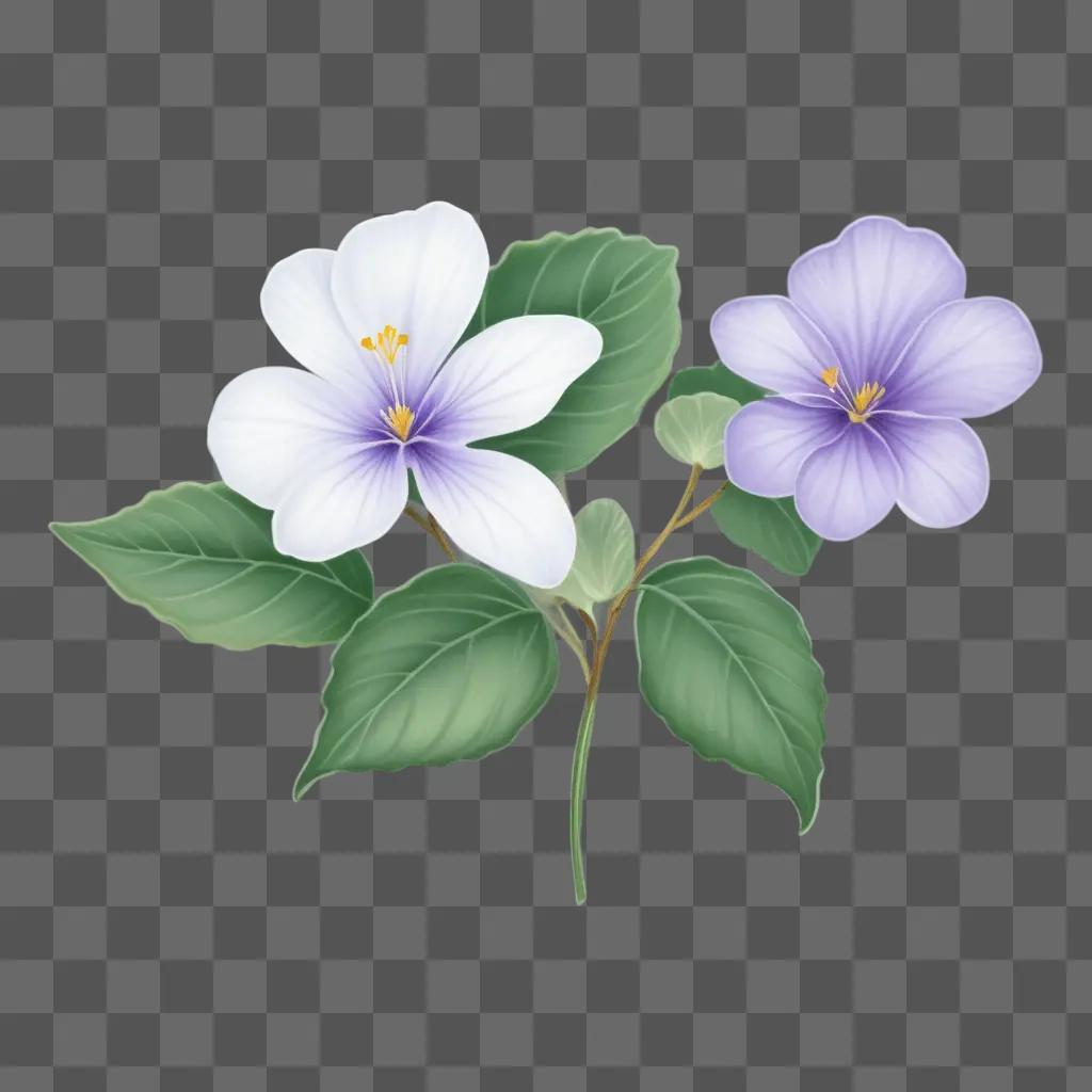 Two purple flowers on a green background