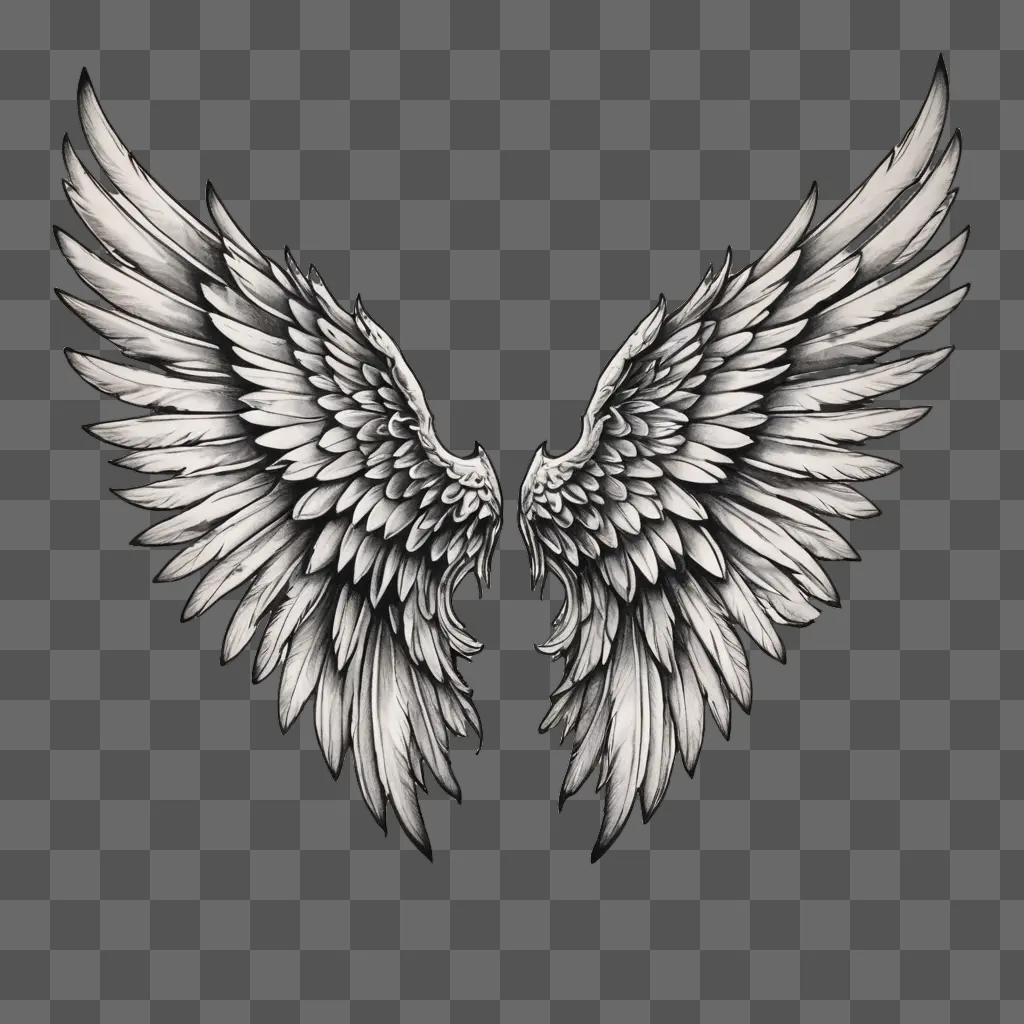 Two side angel wings with a black background