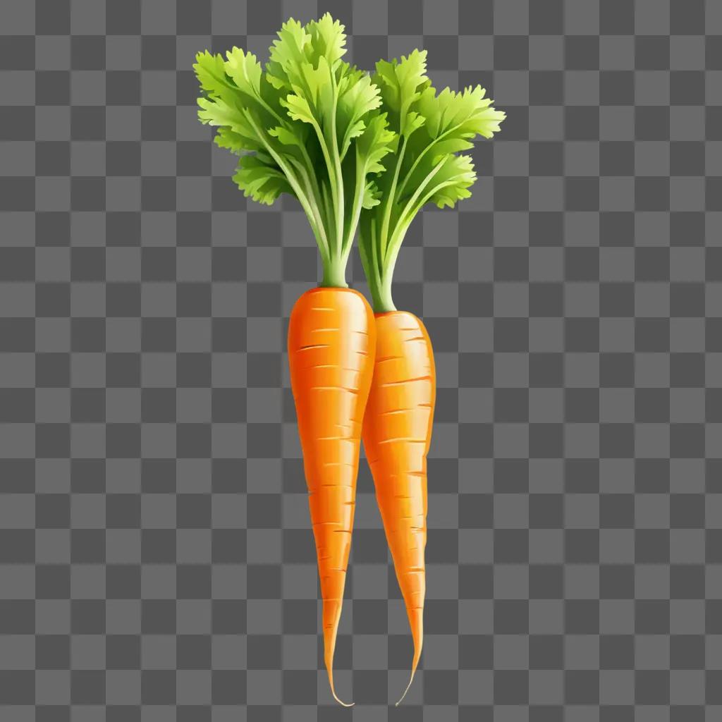 Two side carrots with green tops