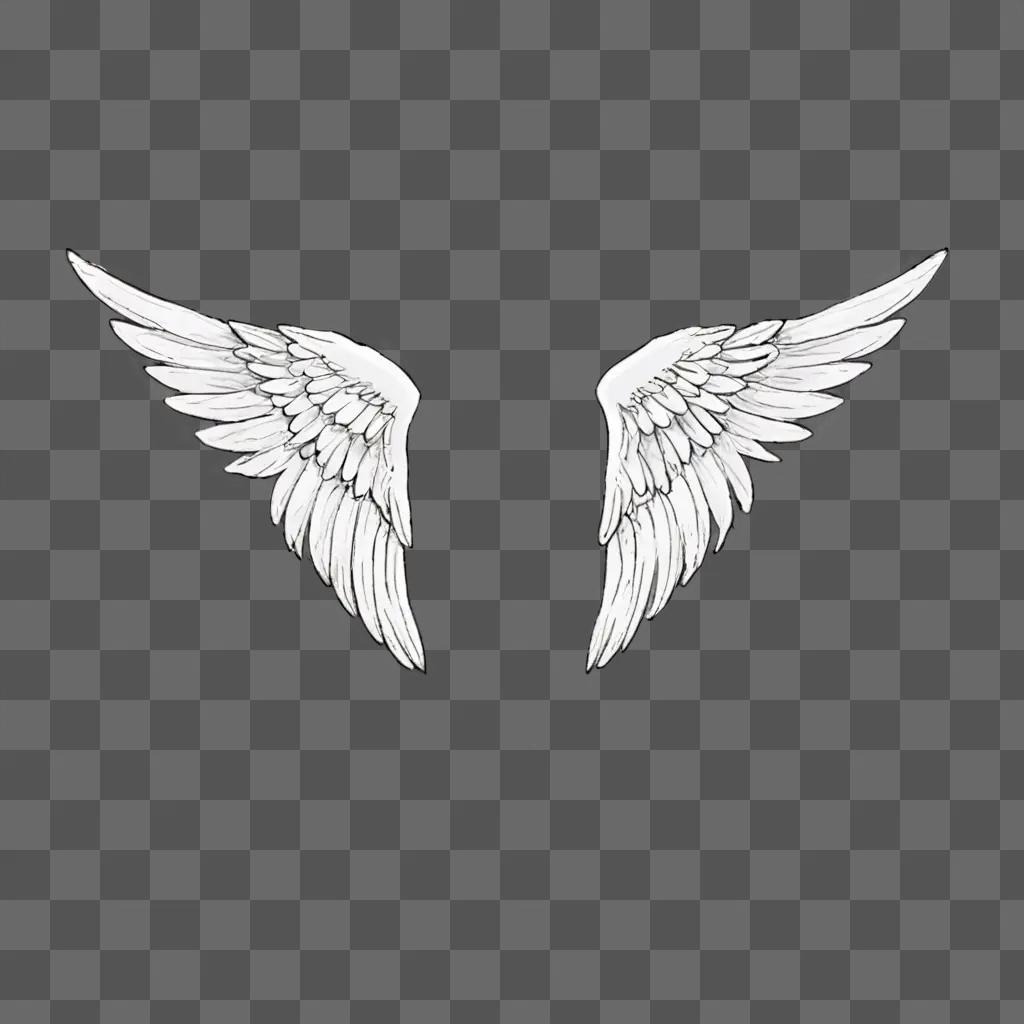 Two simple angel wings drawing on a white background