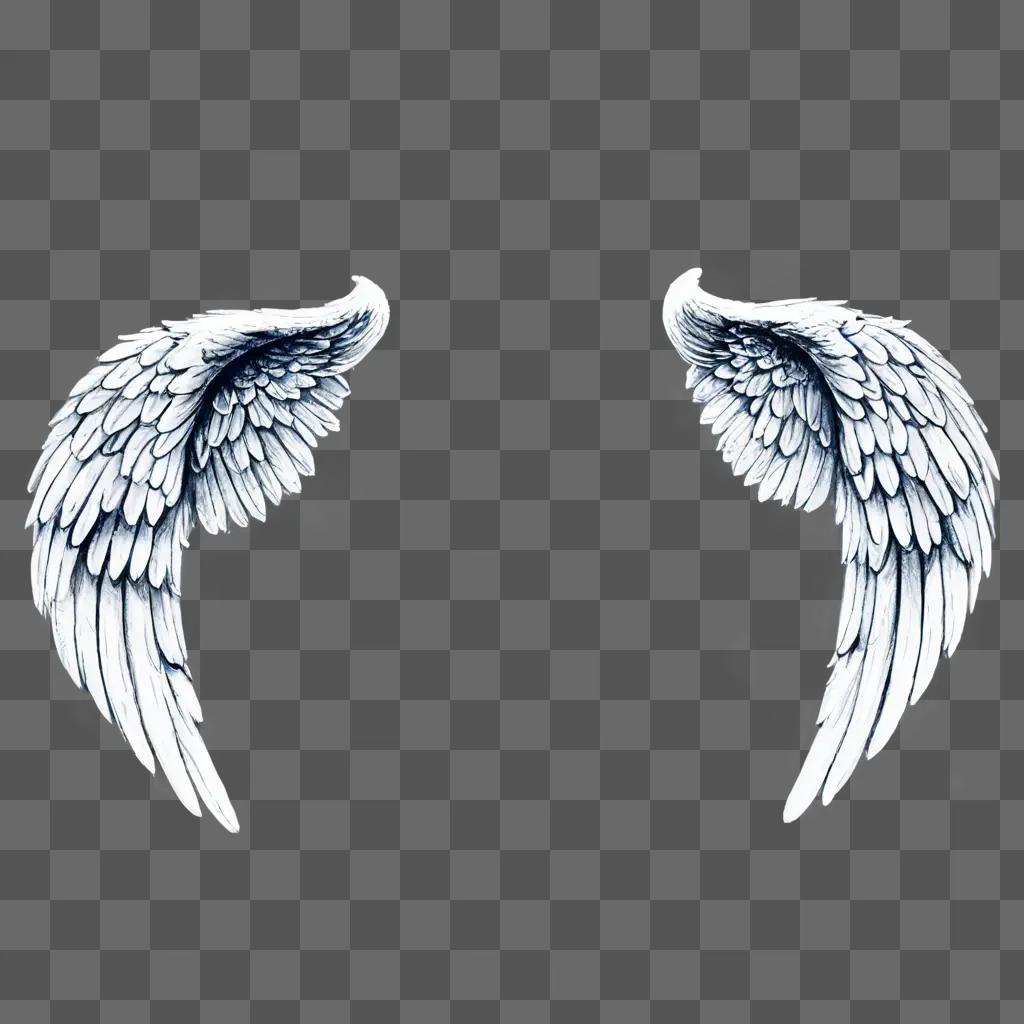 Two simple angel wings drawn on a gray background