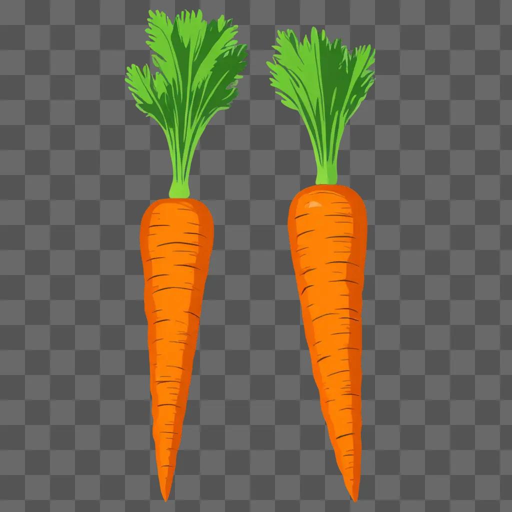 Two simple carrot drawings on a yellow background