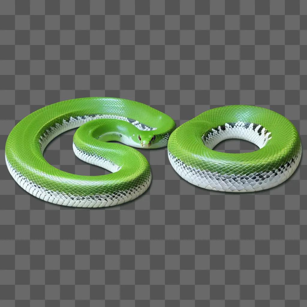 Two snakes with green bodies and white spots on a green background