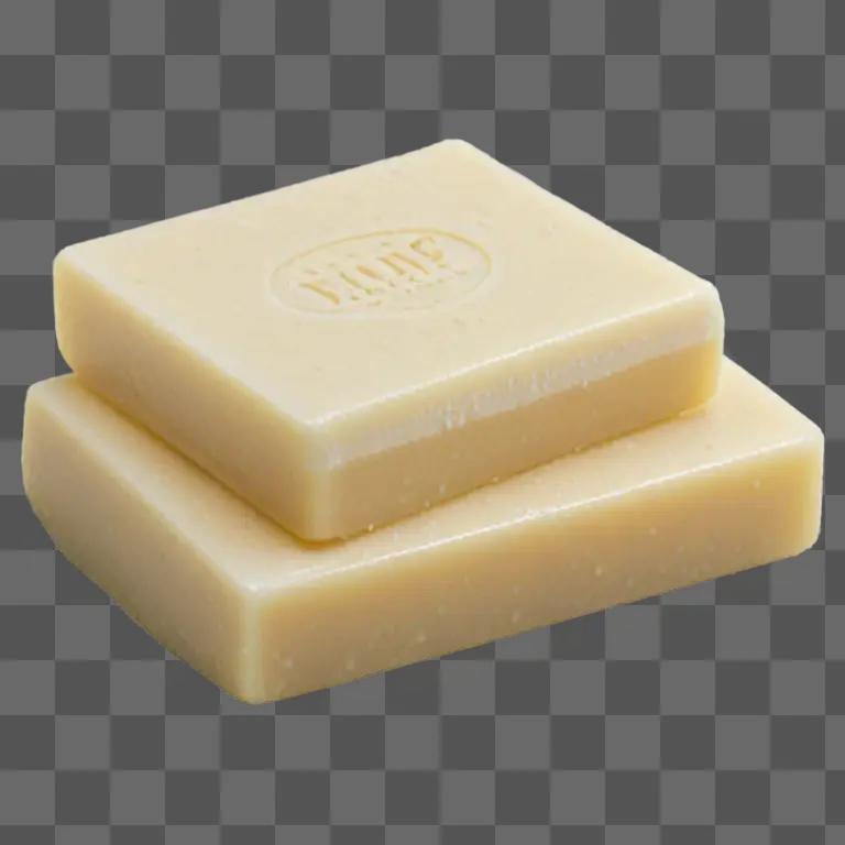 Two soap bars with a logo on them