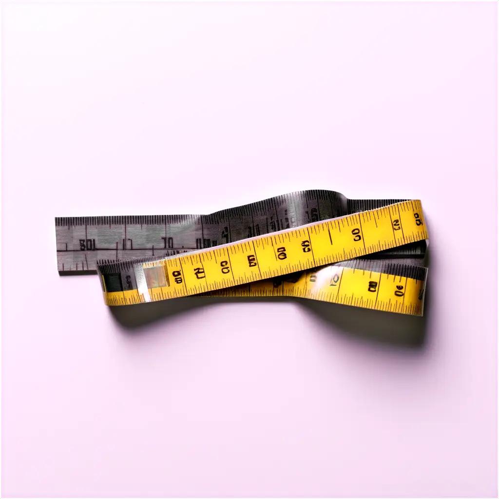 Two tape measures on a pink background