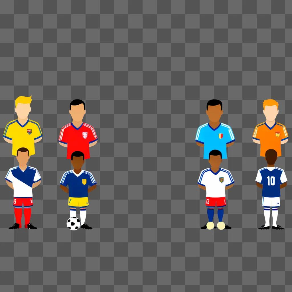 Two teams of soccer players in cartoon style