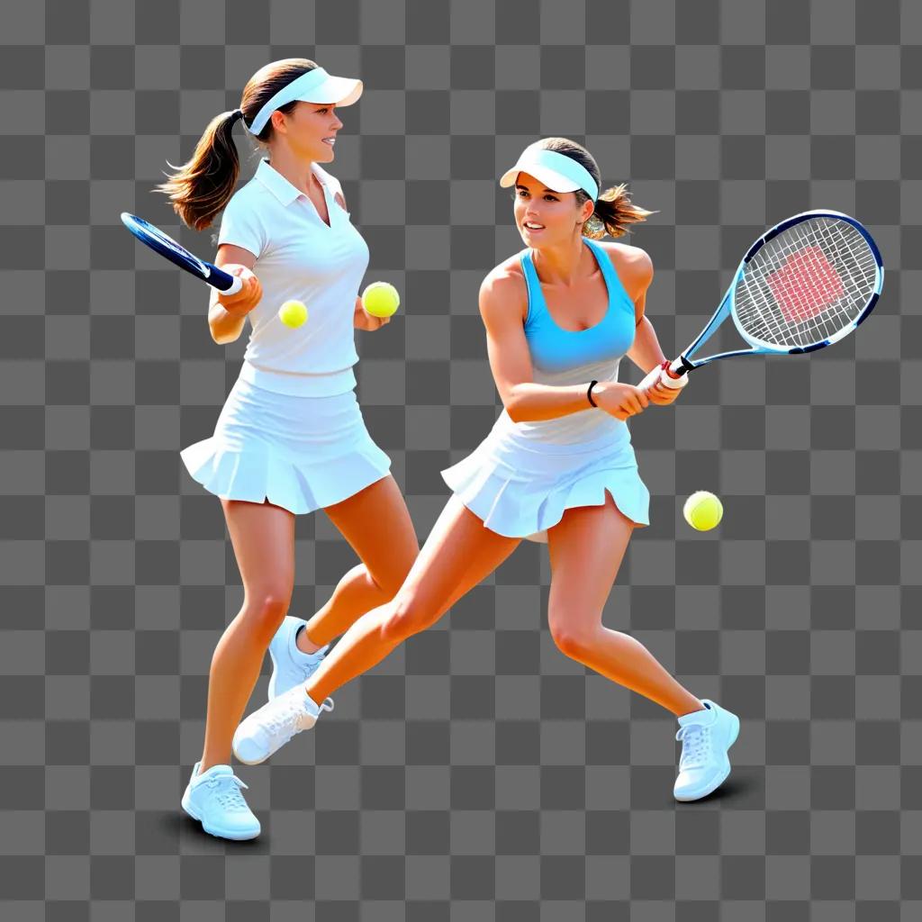Two tennis players in action