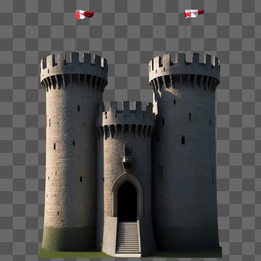 Two towers with flags on top, secured to keep enemies at bay