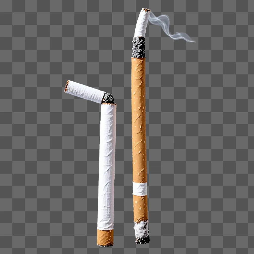 Two transparent cigarettes, one lit