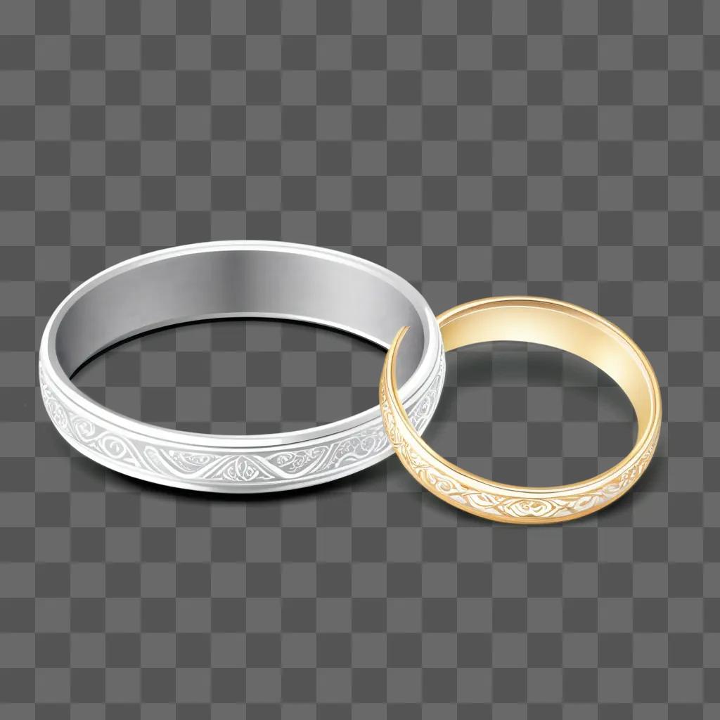 Two wedding rings in clipart with gold and silver