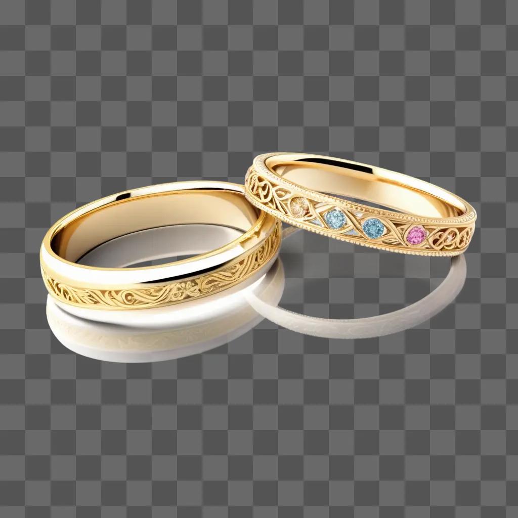 Two wedding rings on a brown background