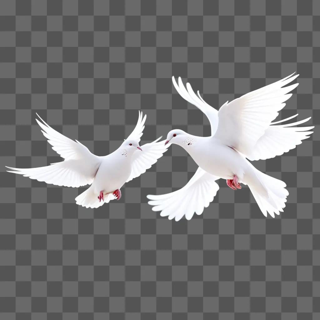 Two white doves flying close to each other