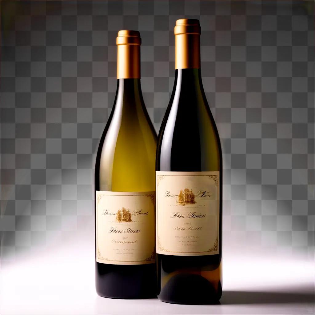 Two wine bottles on a white background