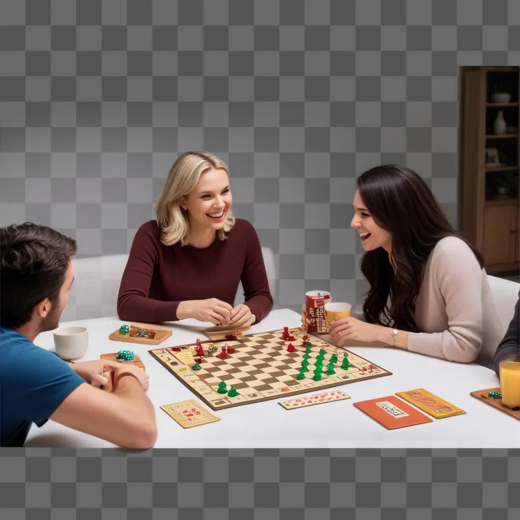 Two women laugh while playing a board game