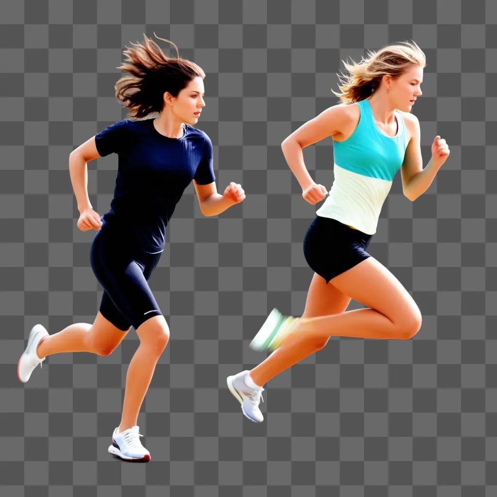 Two women running side by side