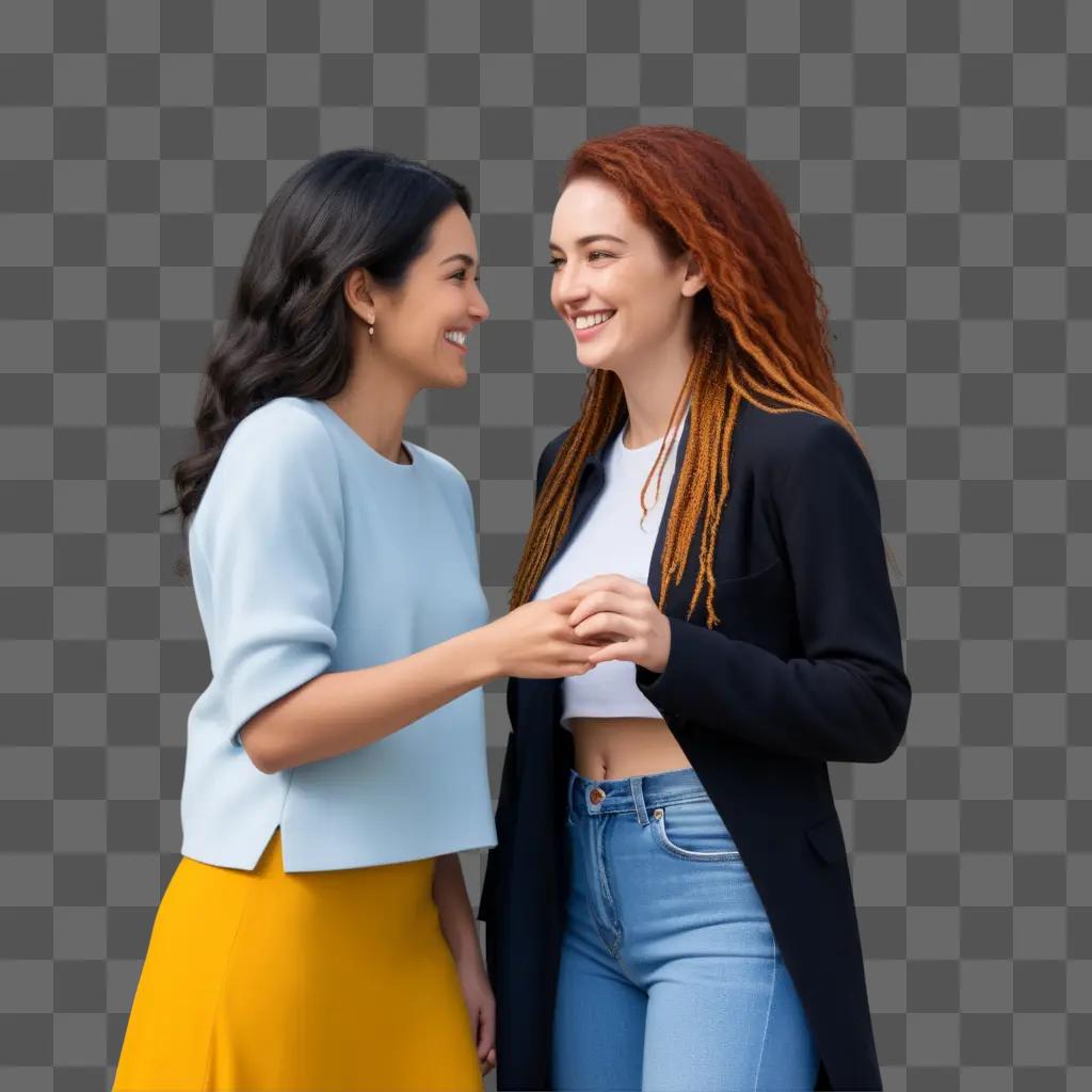 Two women share a warm smile and a laugh