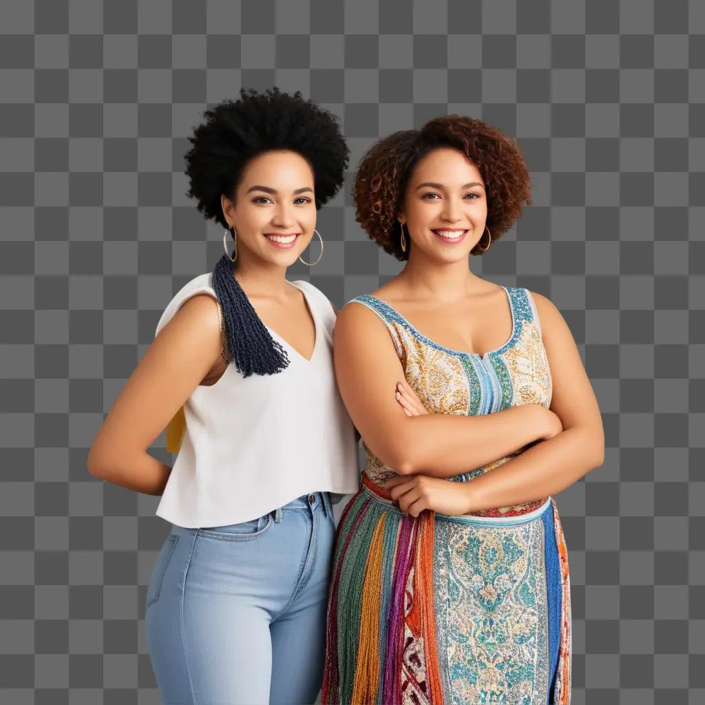 Two women with different hairstyles pose for a photo