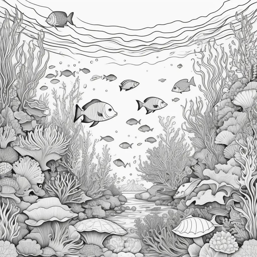 海の下 ぬりえ:海の生き物の冒険の塗り絵