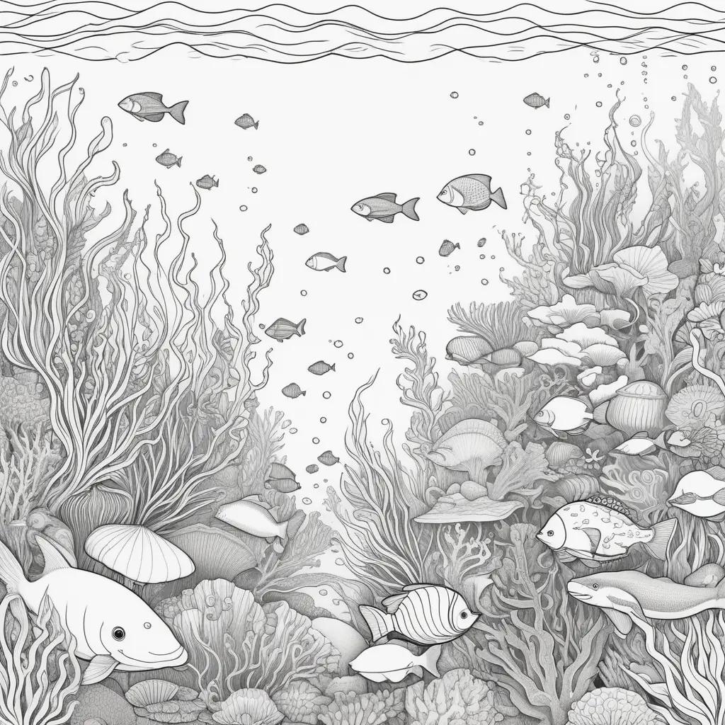 Under the sea coloring pages of fish and sea creatures