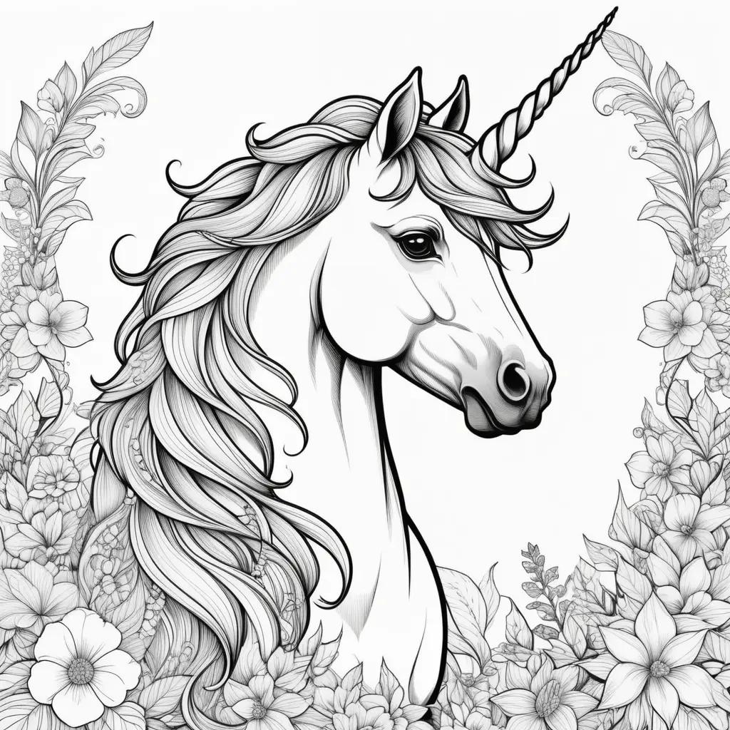 Unicorn Coloring Pages with White and Black Colors