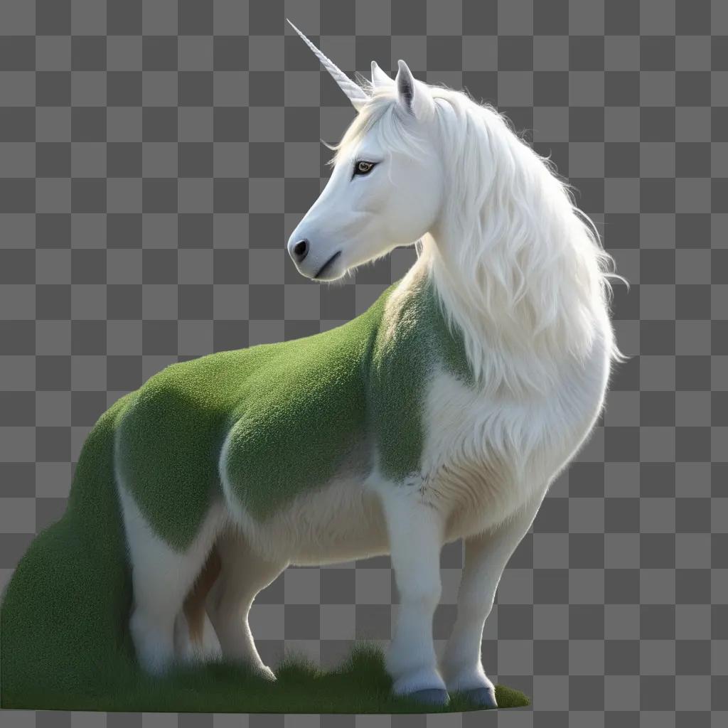 Unicorn with green grass on a blank background