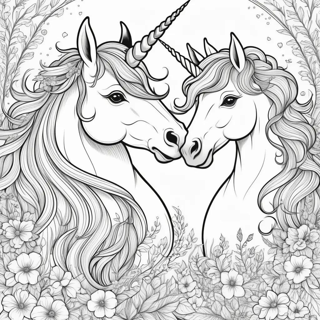 Unicorns Coloring Pages: Colorful Black and White Unicorns