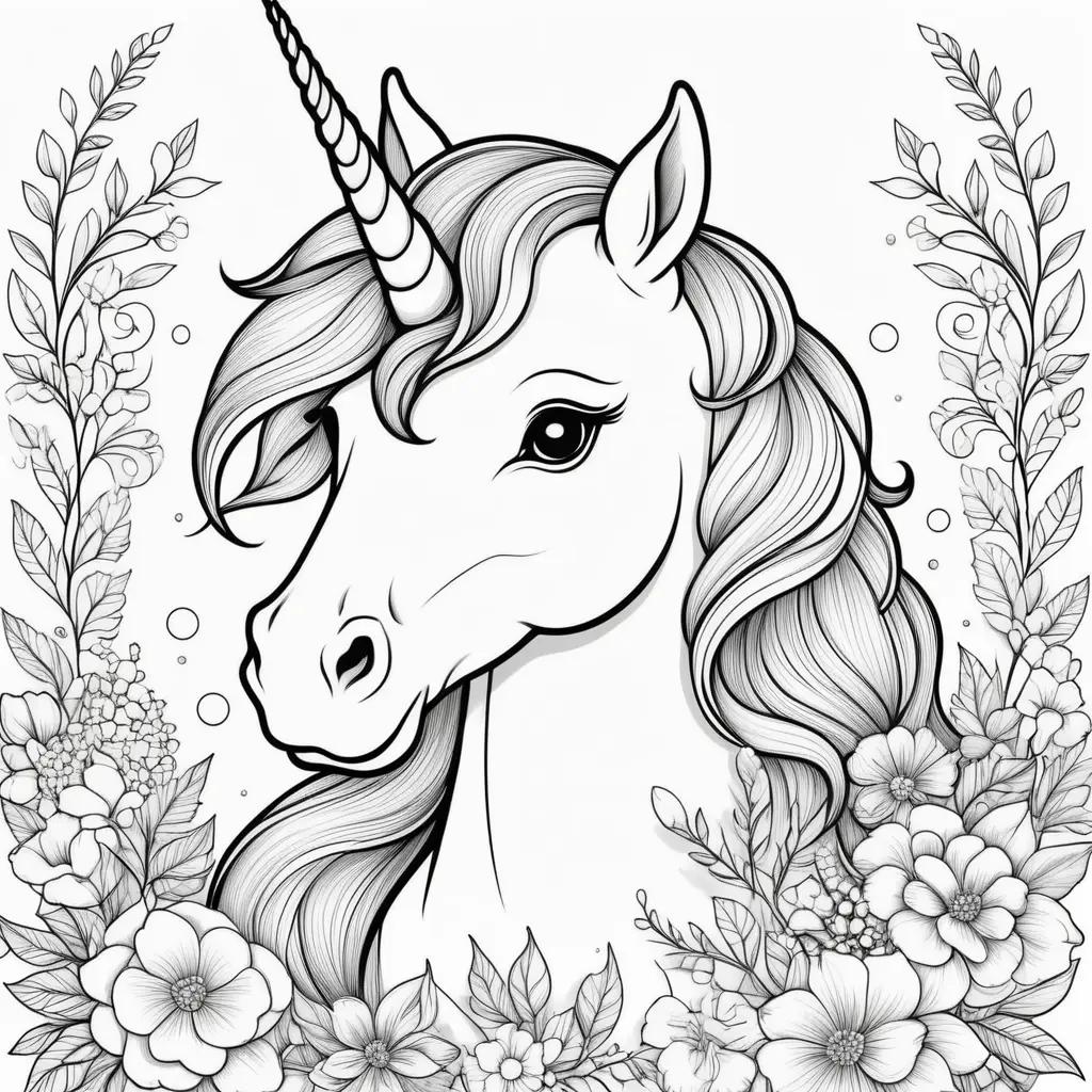 Unicorns Coloring Pages with Lines and Shapes