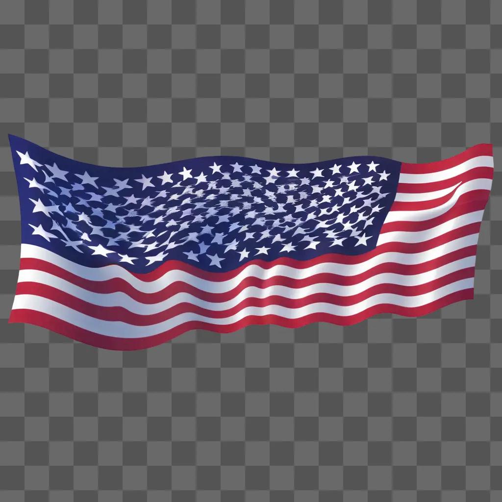 United States flag waving against a purple background