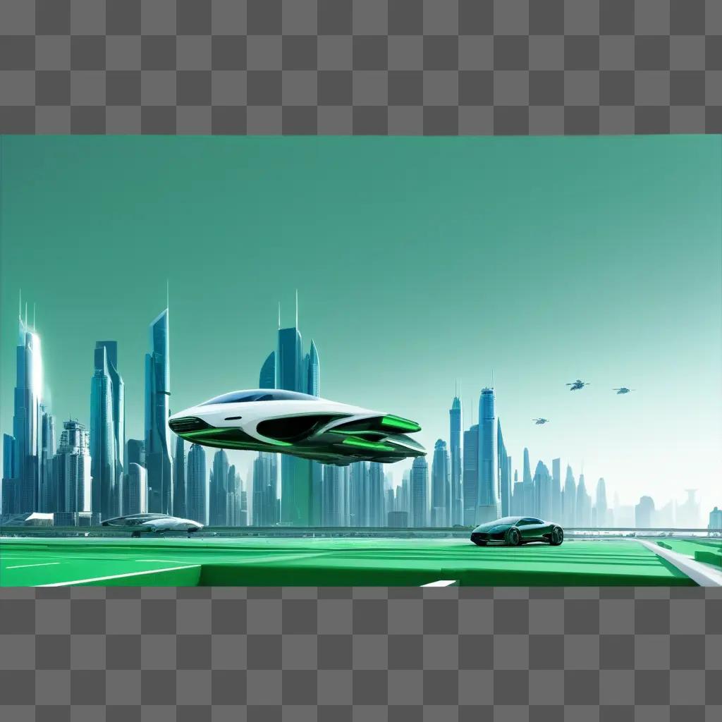 Urban futuristic scene with green screen