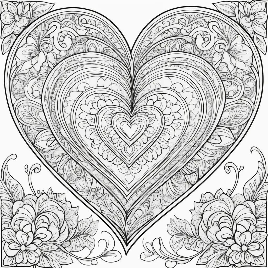 Valentine coloring pages to print for free: love and flowers