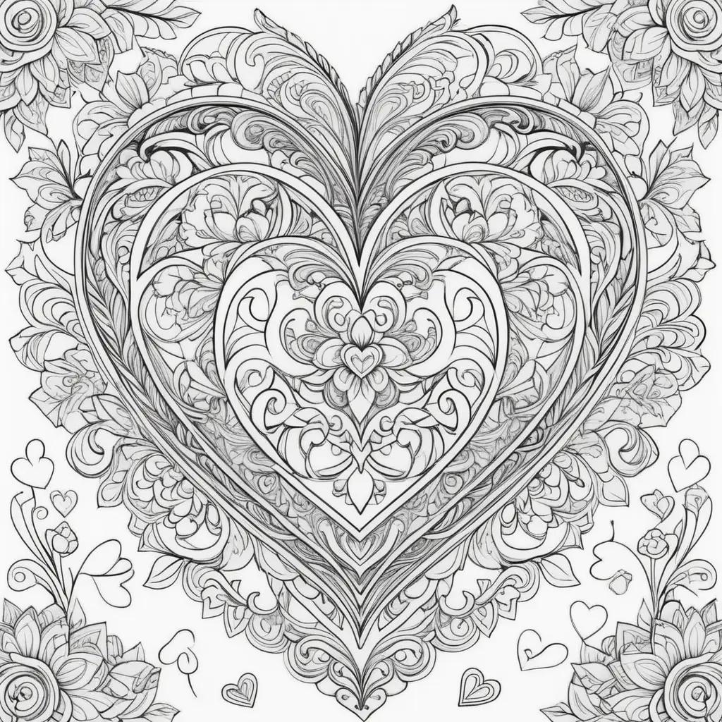 Valentine coloring pages to print for free with floral designs