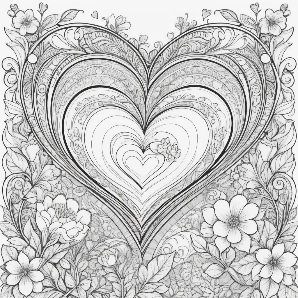 Valentines Day Coloring Pages: Heart, Flowers, and Love