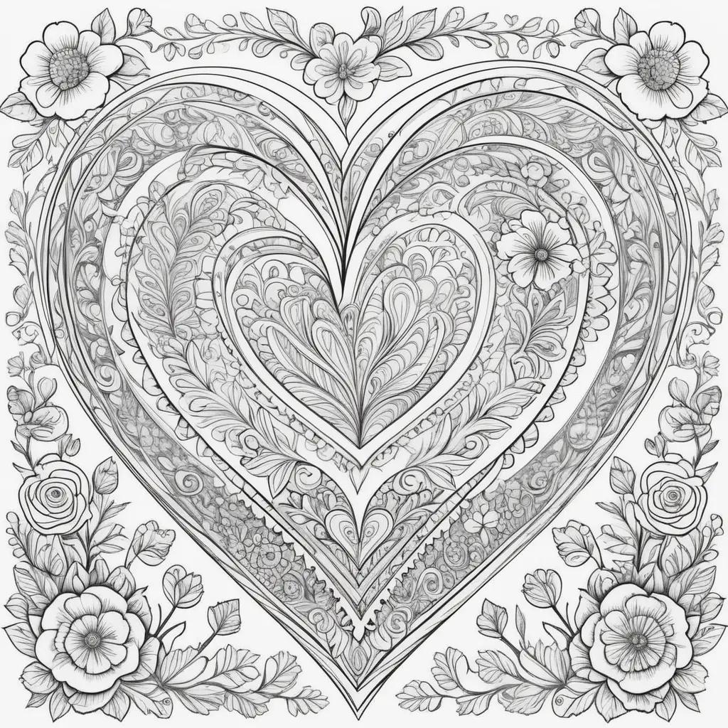 Valentines Day coloring pages with heart design