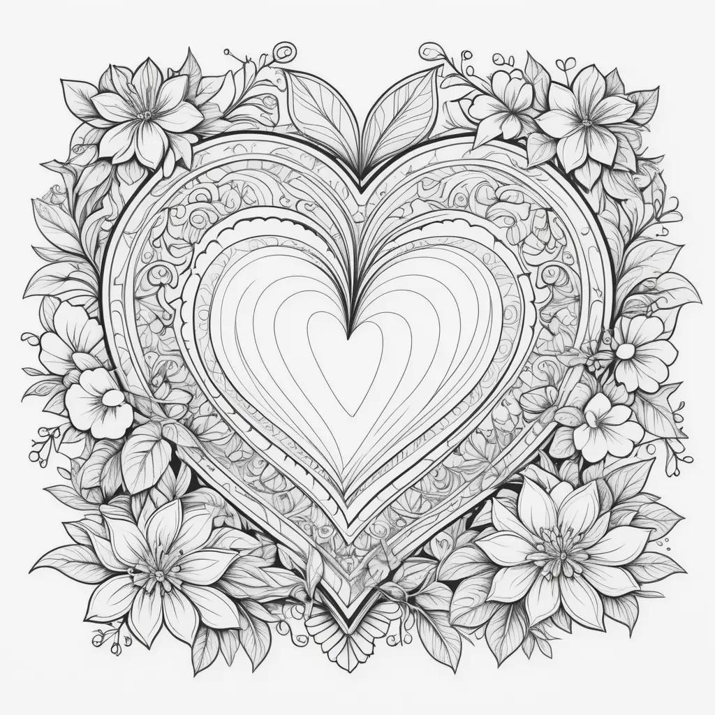 Valentines Day coloring pages with hearts and flowers