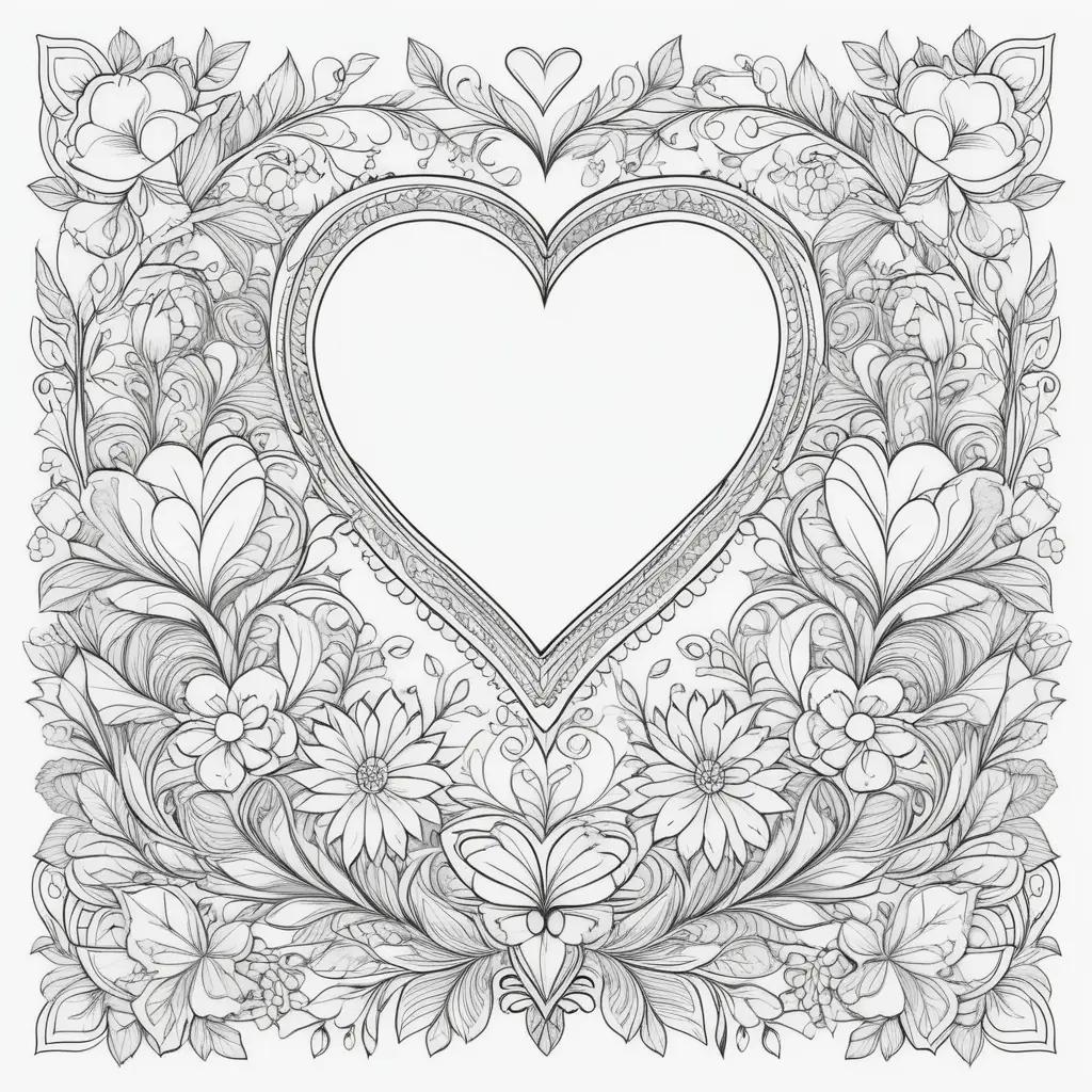 Valentines coloring pages with hearts and flowers