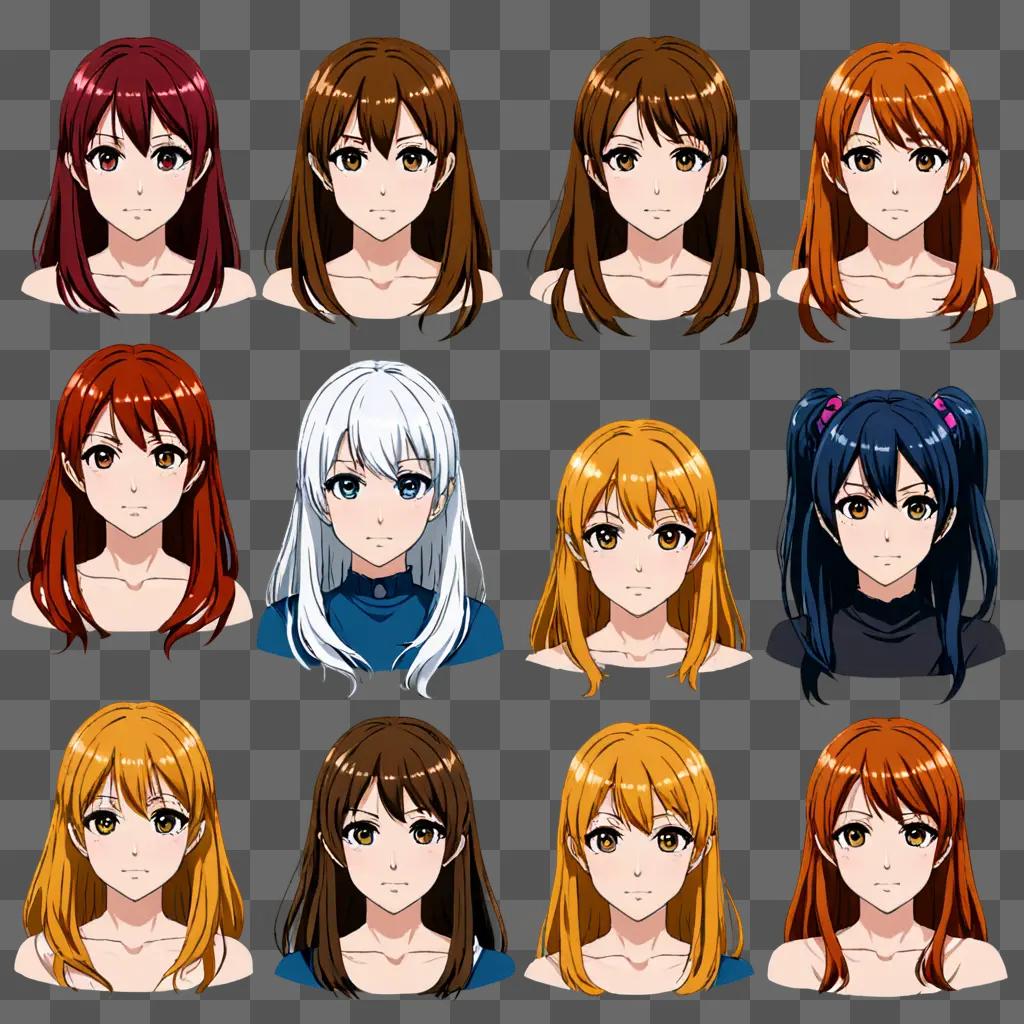 Various anime girl hairstyles in a collage