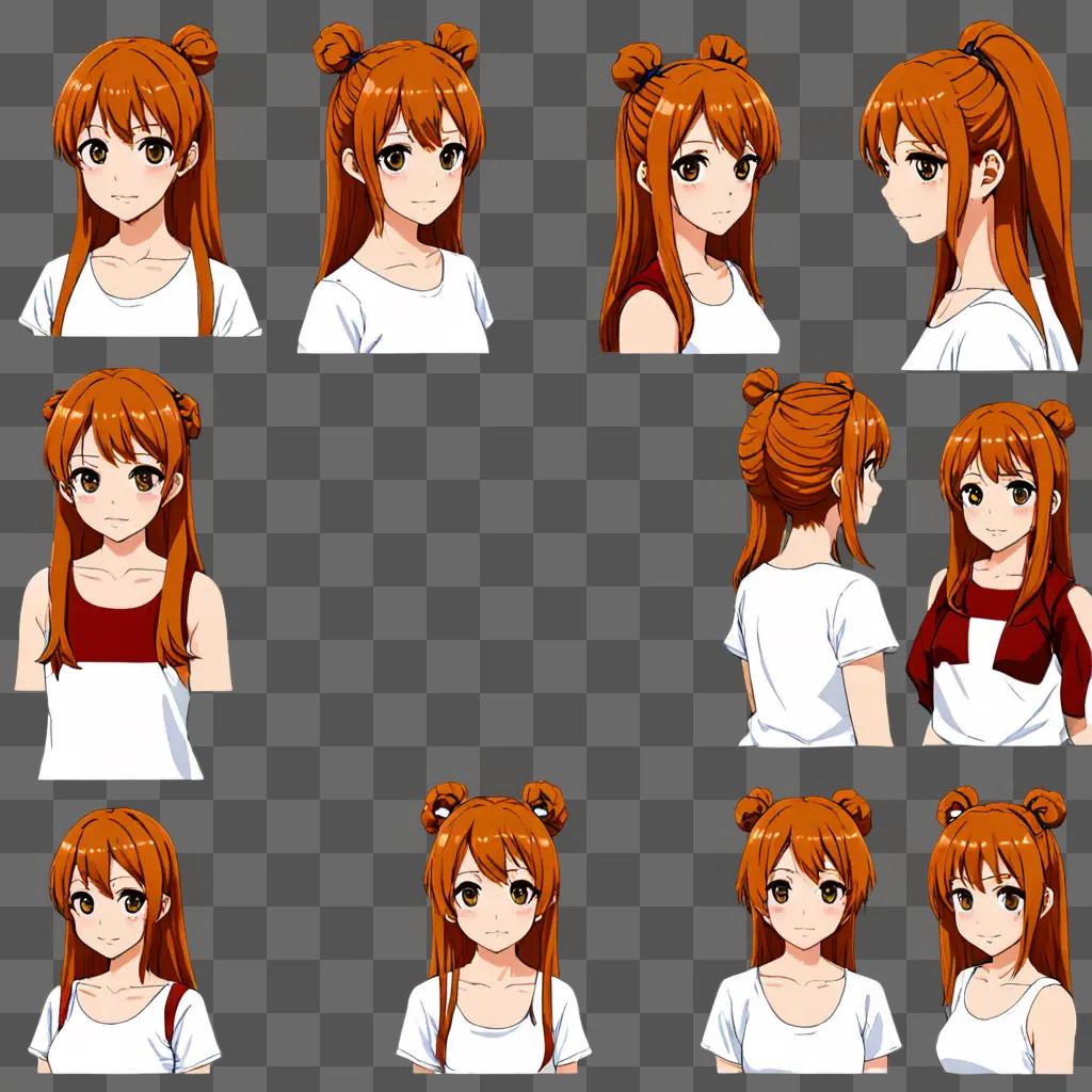 Various anime girl hairstyles on a collage